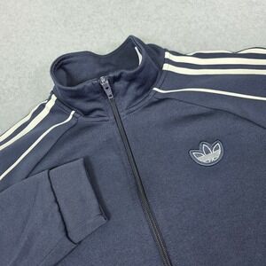 Adidas Track Jacket Men's Size Medium Navy Blue Full Zip Trefoil Logo Athletic
